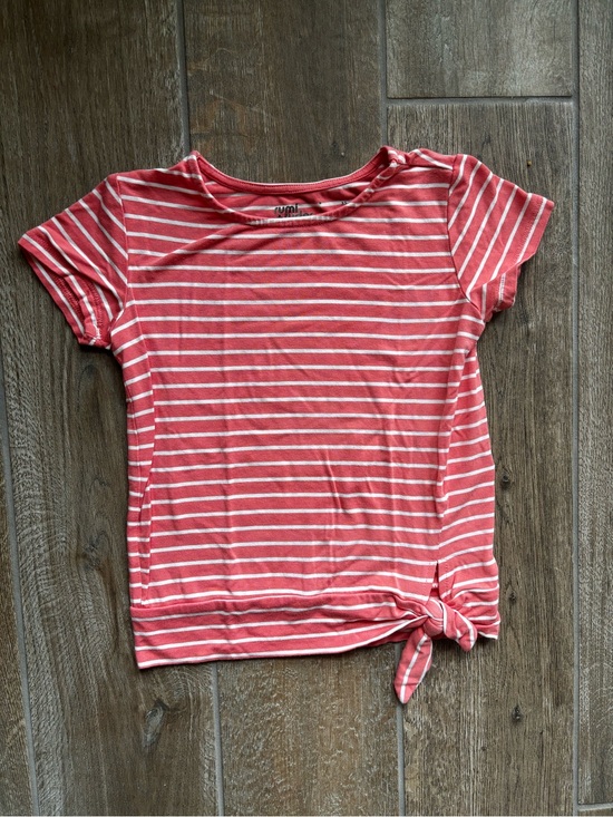 Rumi + Ryder Other - Rumi+Ryder Coral Striped Short-Sleeve Tee with Side Tie Sz XS (4/5)